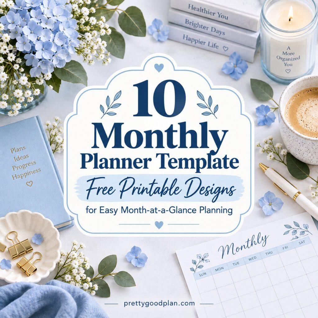 10 Best Monthly Planner Template Free Printable Designs for Easy Month-at-a-Glance Planning
