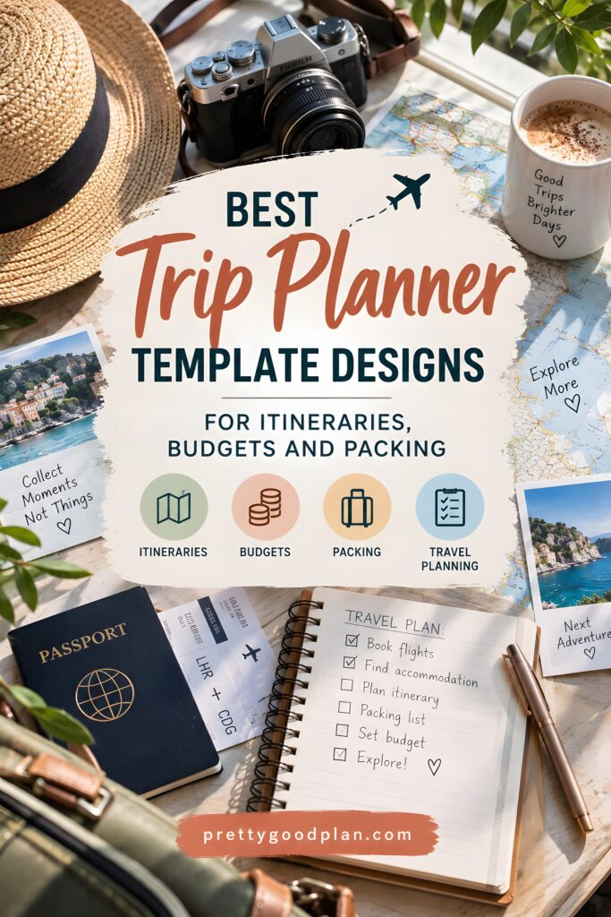 Best trip planner template designs for itineraries, budgets, packing with travel essentials and checklist