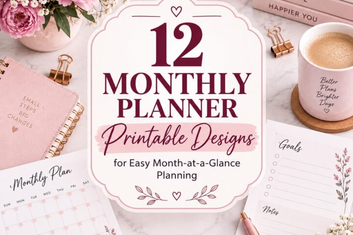 12 Best Monthly Planner Template Printable Designs for Easy Month-at-a-Glance Planning