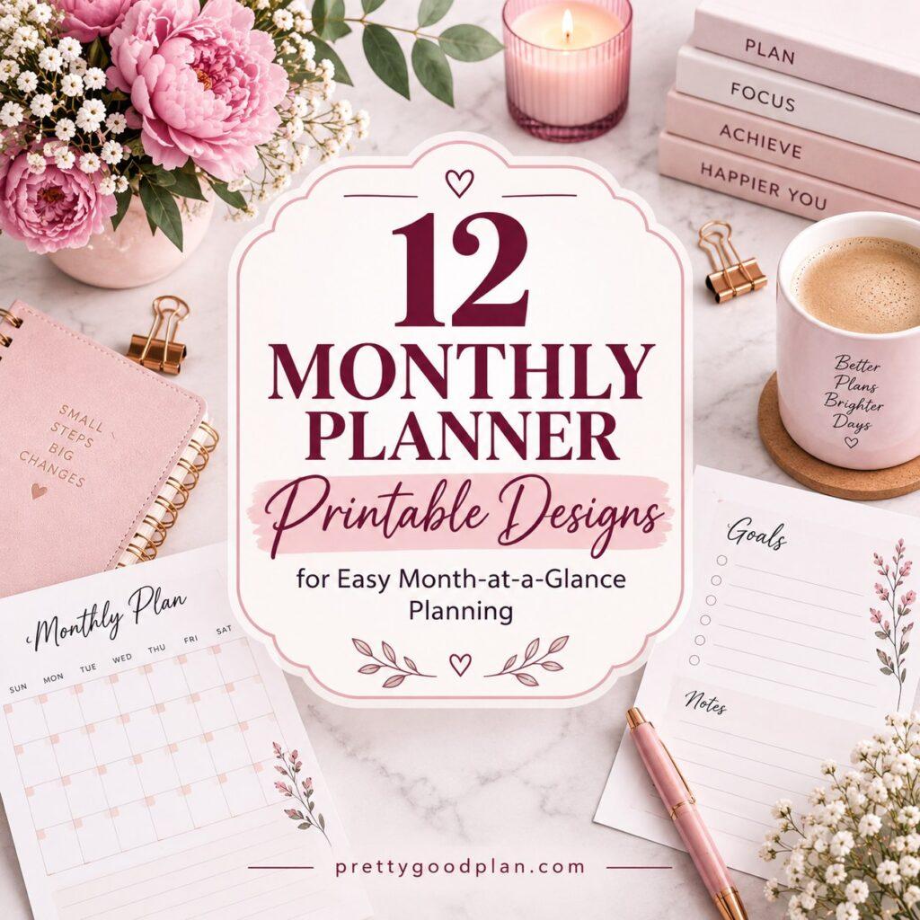 12 Best Monthly Planner Template Printable Designs for Easy Month-at-a-Glance Planning
