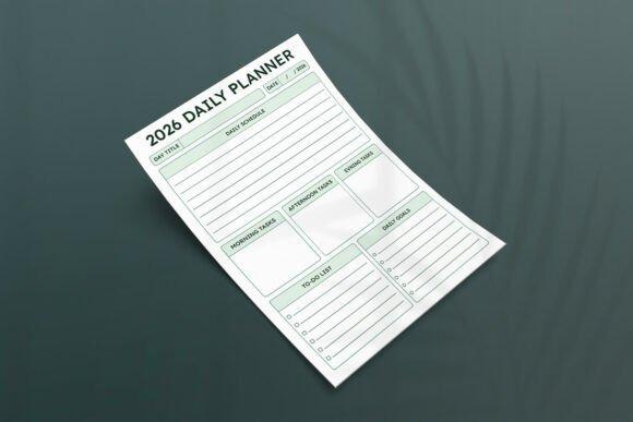 2026 Daily Planner Template for organizing daily tasks, time management, and productivity — planner templates for organizing