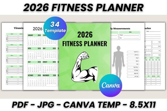 2026 fitness planner template with calendar, body measurements, vitamin tracker, and — planner templates for organizing