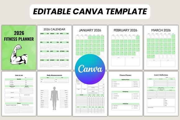 2026 fitness planner template with calendar, body measurements, fitness planner, and — planner templates for organizing