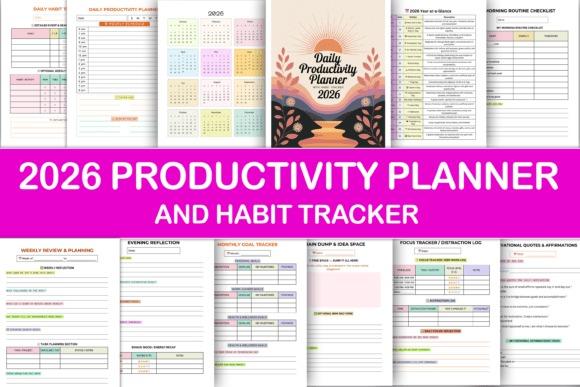 2026 Productivity Planner Habit Tracker printable pages with hourly schedule, habit — planner templates for organizing