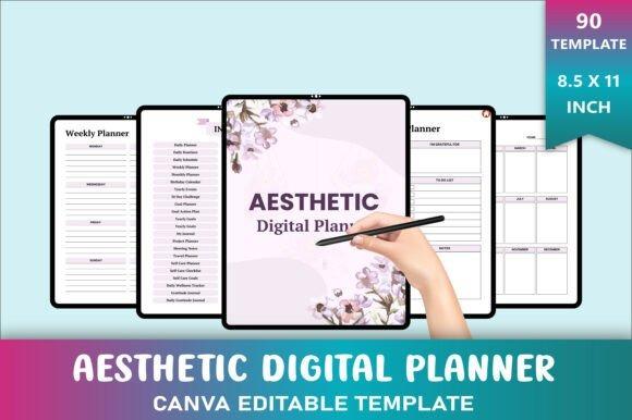 Aesthetic digital planner template with multiple pages including weekly planner and daily — cute planner template designs