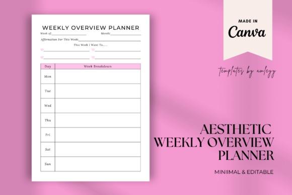 Weekly planner template with minimalist aesthetic and week-at-a-glance layout for personal and professional use
