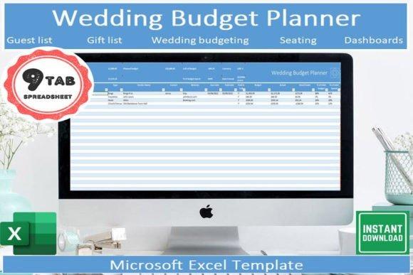 Wedding planner templates Microsoft Excel budget planner with guest list, gift list, seating, and dashboards