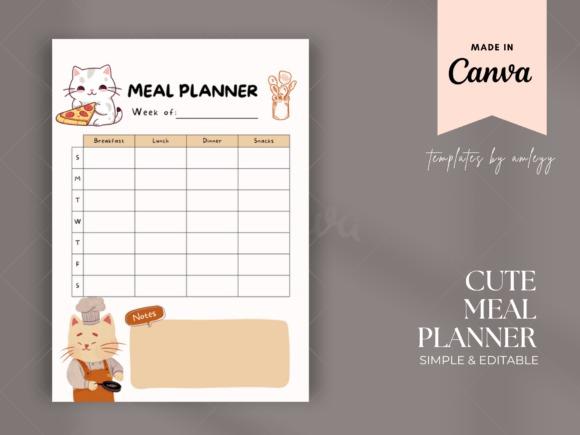 Cute planner template designs meal planner with sections for breakfast, lunch, dinner, snacks, and notes
