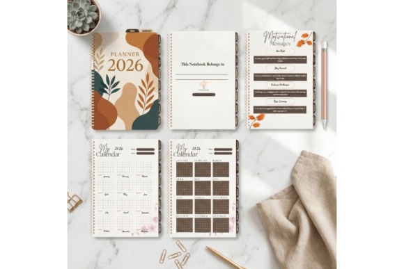 Goodnotes study planner template showing 2026 dated academic planner with calendar, notes, and study planning pages