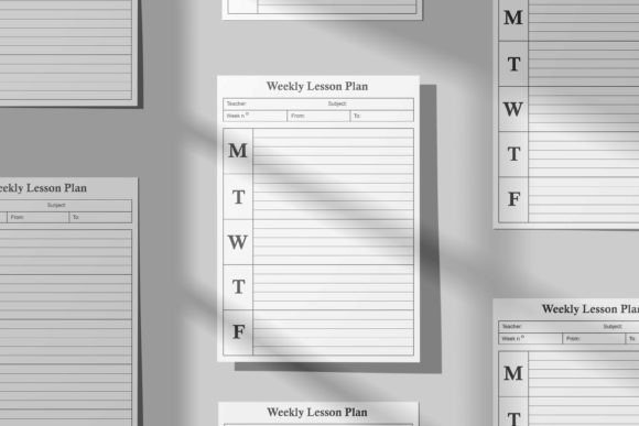 Minimalist weekly lesson plan template with weekdays and subject fields for teacher planner templates