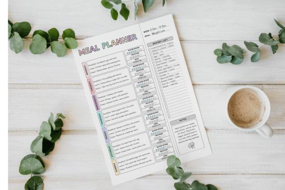 Editable meal planner template with sections for breakfast, lunch, dinner, snacks, groceries, and — meal planner templates