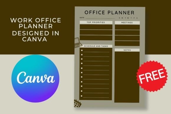 Office work daily planner template with sections for top priorities, meetings, schedule and tasks, and notes designed in