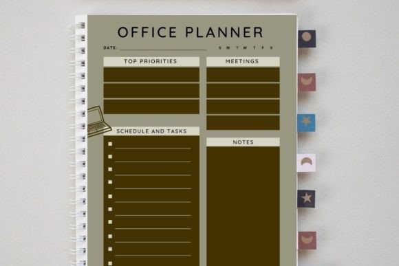 Office planner daily planner template with sections for top priorities, meetings, schedule and tasks, and notes