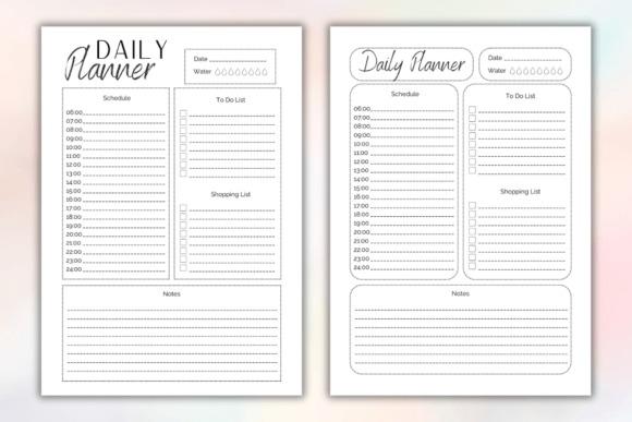 Printable daily planner template with block schedule, to-do list, shopping list, water tracker, and notes area in floral