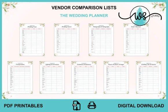 wedding planner templates vendor comparison lists for wedding florist, caterer, photographer, band, transportation