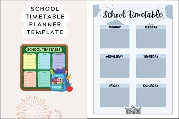 A4 school timetable weekly planner template with days of the week and colorful class schedule blocks