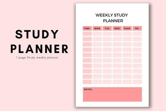 Cute planner template designs showing a weekly study planner with days Monday to Friday and a notes section in pink tones
