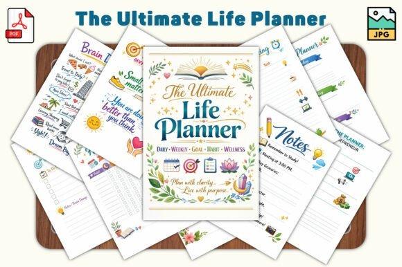 The Ultimate Life Planner with daily, weekly, goals, habits, wellness pages in a compact — best planner template designs
