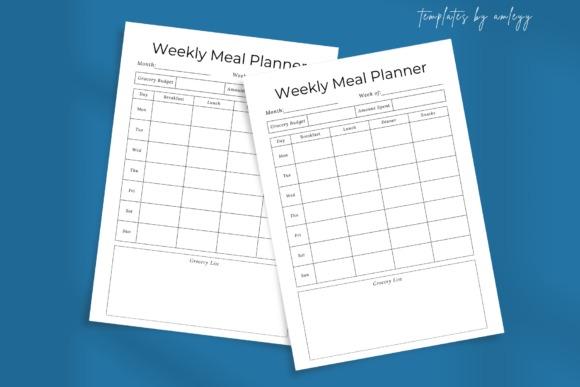 Editable weekly meal planner templates with sections for meals and grocery list for meal planner templates
