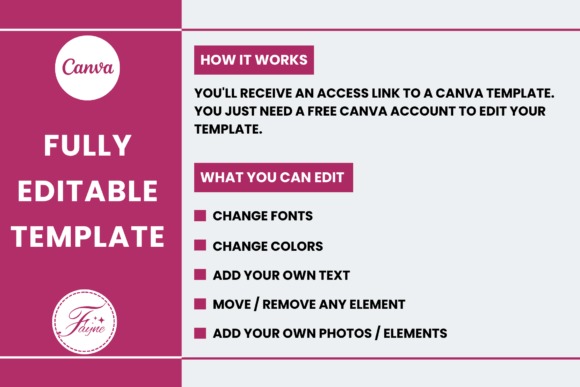 Yearly planner template designs editable in Canva with options to change fonts, colors, text, and elements