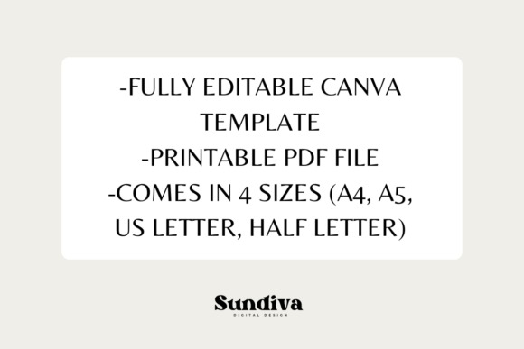 Yearly planner template designs with editable Canva template and printable PDF in four sizes