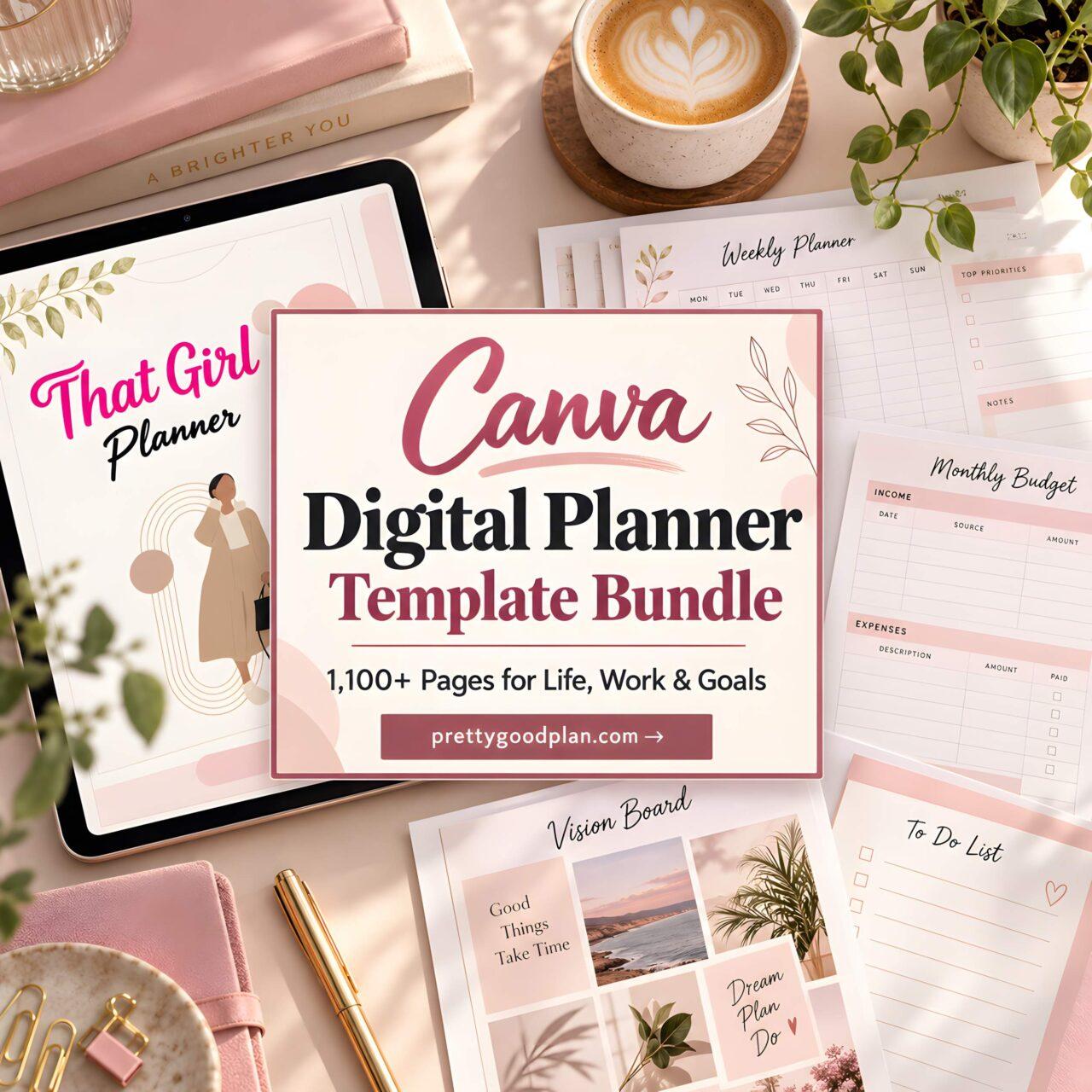 Canva Digital Planner Template Bundle for Life, Work & Goals